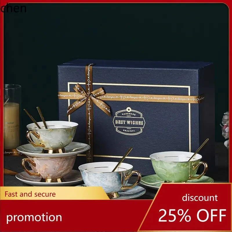 

H1 vintage bone china coffee cup and saucer set - exquisite afternoon tea set, high-value gift box