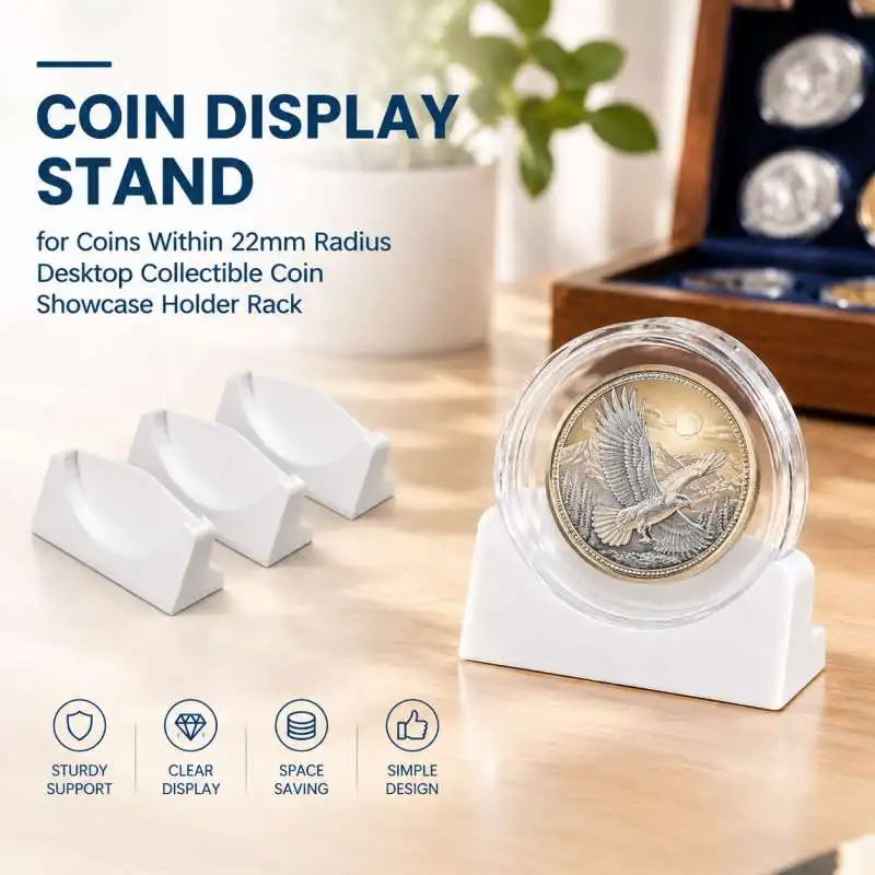 Coin Display Stand for Coins Within 22mm Radius Desktop Collectible Coin Showcase Holder Rack