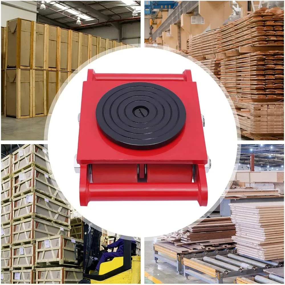 6T Reinforced Castors Set Transport Castors Machine Mover Transport Chassis Industrial Scooter Heavy Duty Castors Mover Red