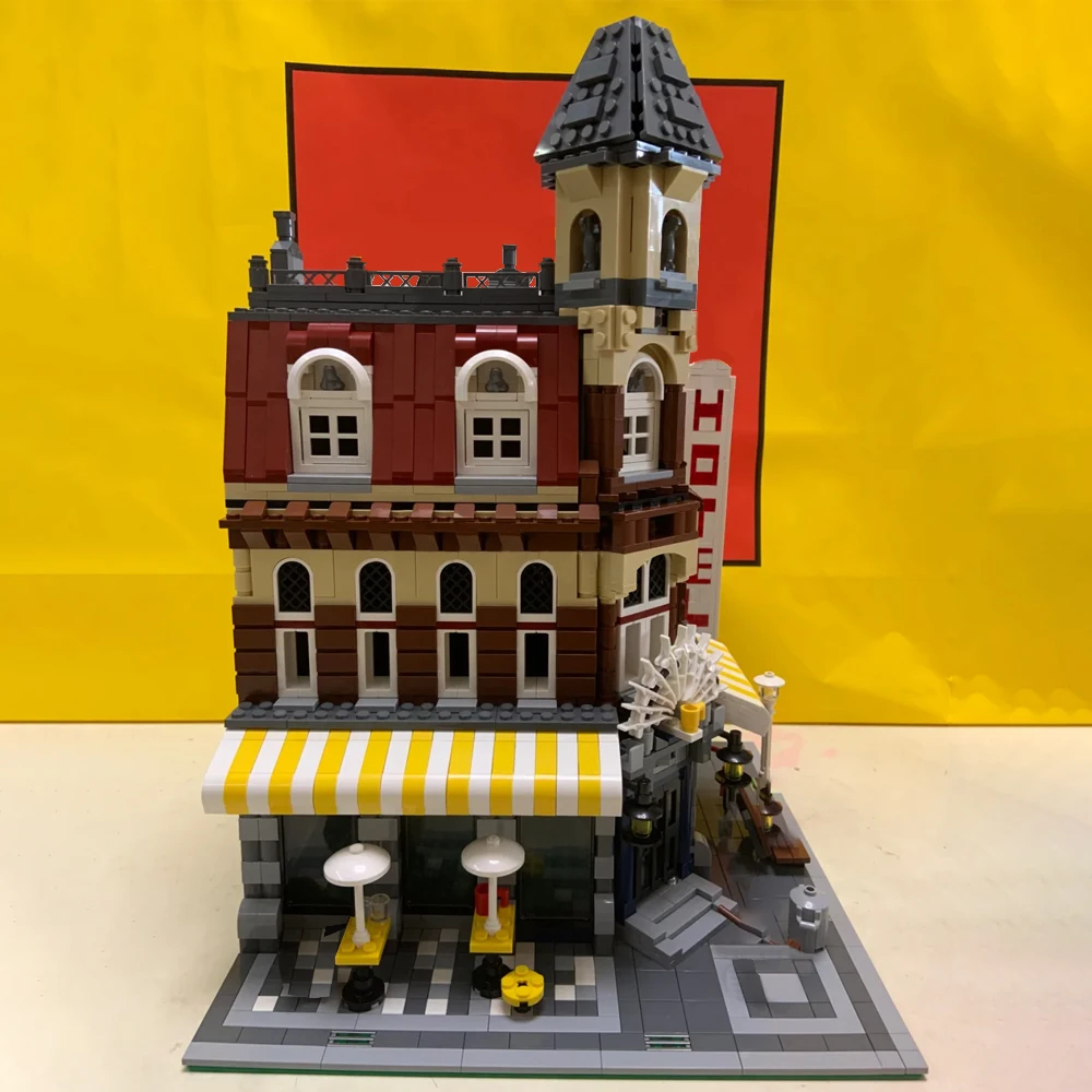 Kreative Experte Café Straße Architektur Moc Baustein Ziegel Modell Spielzeug für Freunde Geburtstag Neujahr Geschenke 2056 Stück