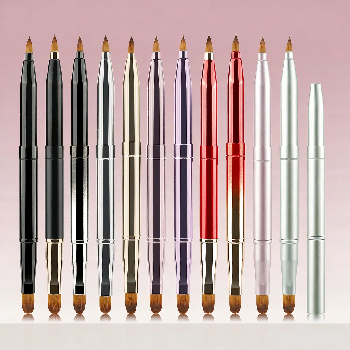 2 in 1 Double-headed Retractable Lip Brushes Blush Makeup Concealer Eyeshadow Eyeliner Foundation Cosmetic Brush