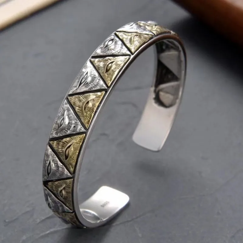 S925 Sterling Silver Bracelets for Women Men New Fashion All-seeing-Eye Eye of Providence Pure Bangle Argentum Jewelry