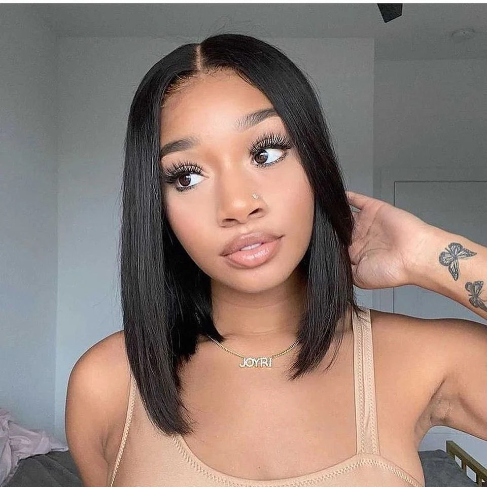 Short Glueless Human Hair Wig Brazilian Human Hair Wig Sale BOB Human Hair Ready To Go Glueless Wig For Women 4x4 Transparent Lace Closure Glueless