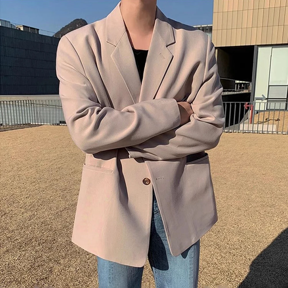 New Autumn And Winter Fashion Trend Loose Suits For Men Korean Style Solid Color High-End Elegant Handsome Casual Suit Jacket