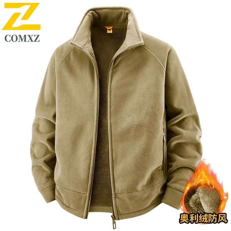 

COMXZ утолщенная теплая мужская куртка для путешествий на открытом воздухе, ветрозащитное мотоциклетное пальто, высококачественная однотонная зимняя верхняя одежда с воротником-стойкой
