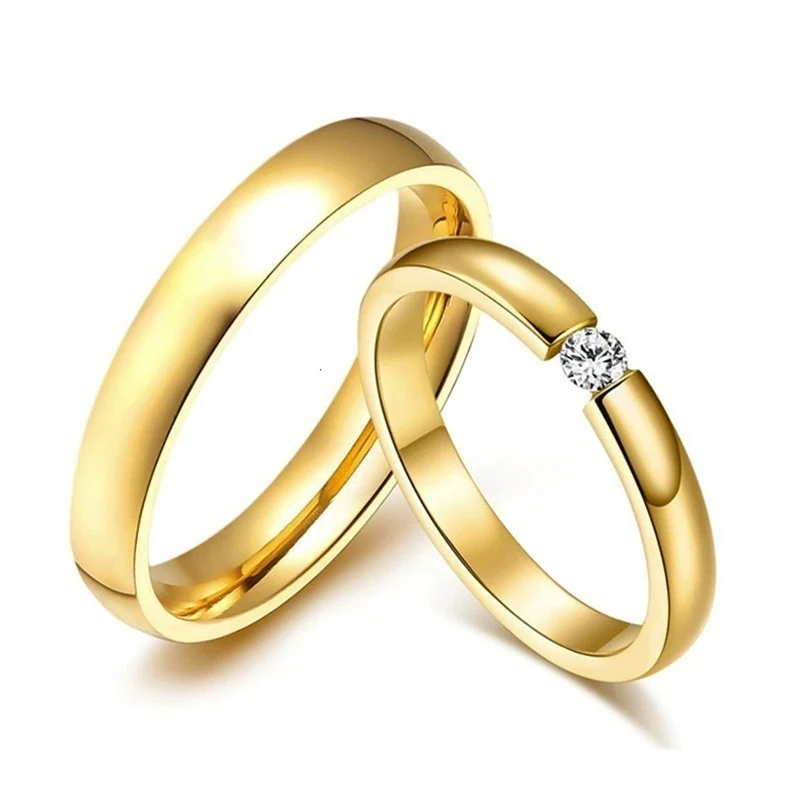 

Trendy Simple Gold Color Stainless Steel Engagement Rings for Women Men Elegant Thin Wedding Band Anniversary Gift Wholesale