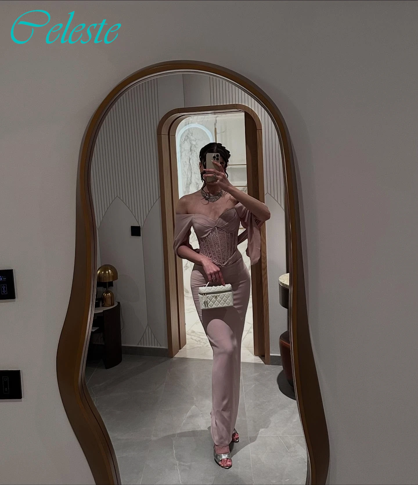 

Customized Straight Boat Neck Cap Sleeve Elegant Evening Dress Delicate Classic Bespoke Occasion Gowns Temperament Party Dress