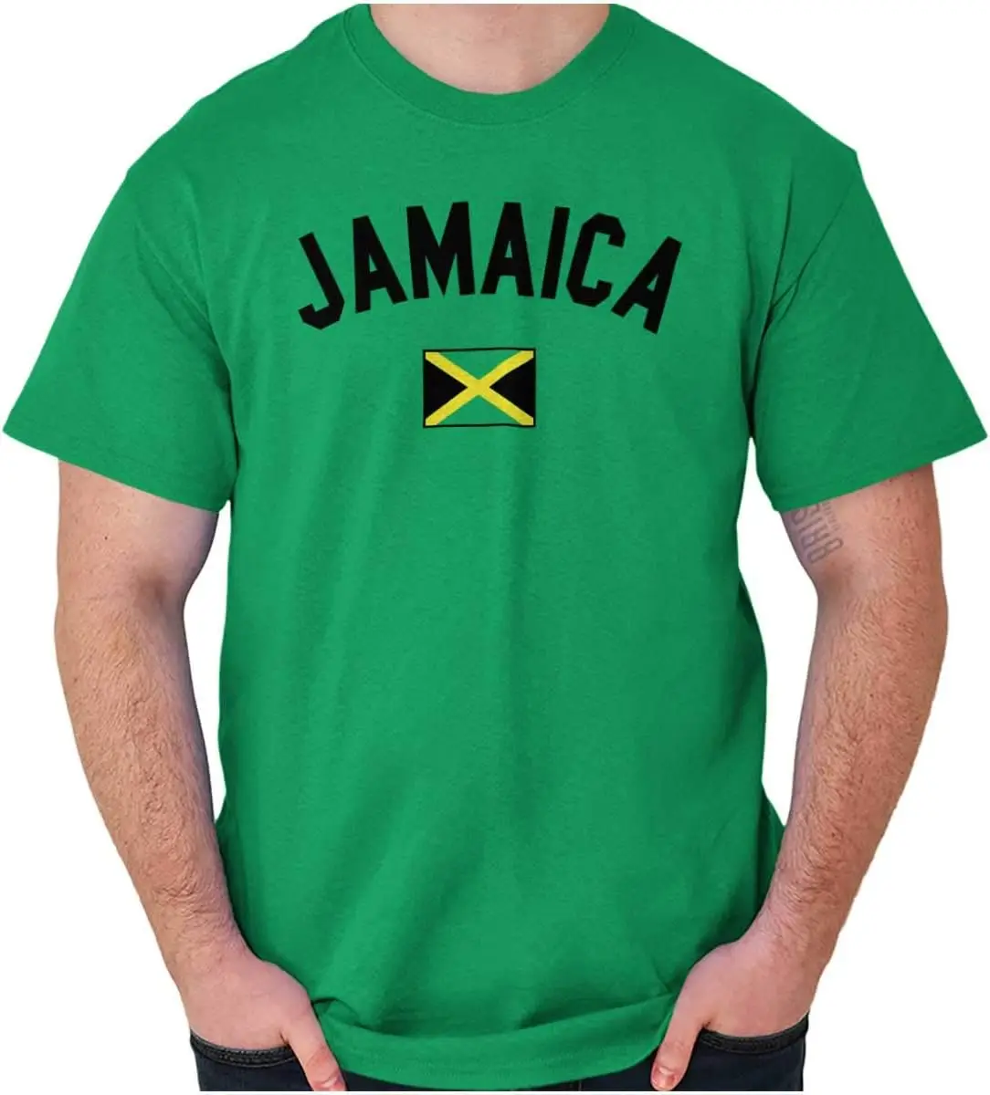 Brisco Brands Jamaica Country Flag Soccer Fan Pride  Tees High Quality 100%Cotton Short Sleeve