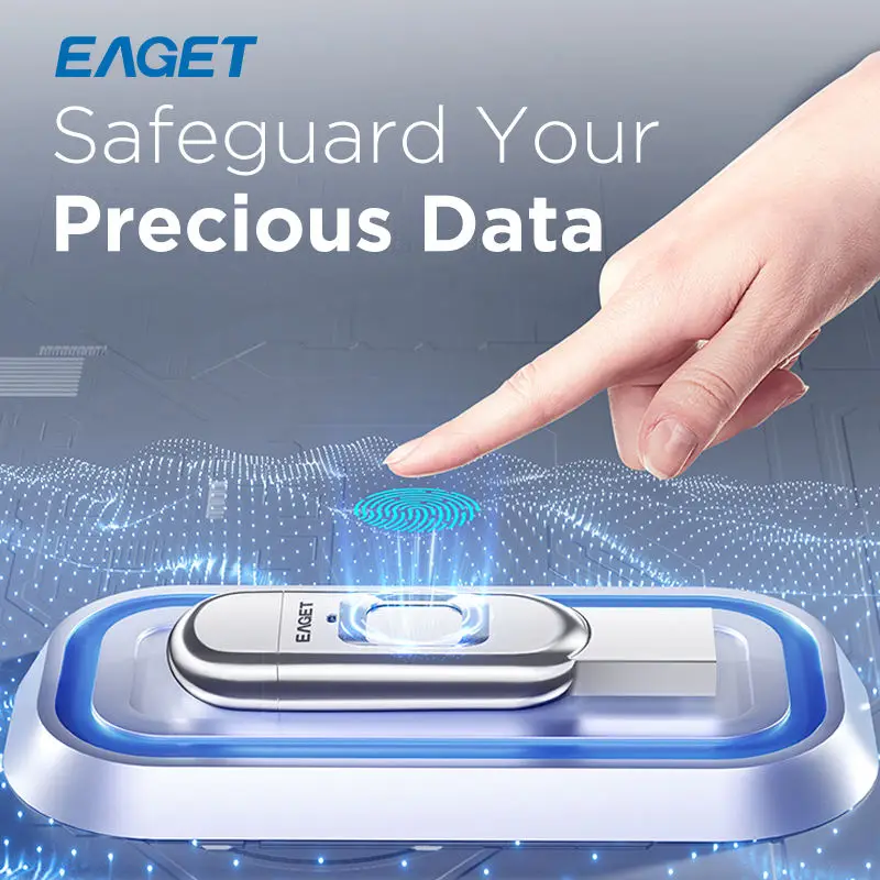 Imagem -03 - Eaget-metal Fingerprint Usb Flash Drive Portátil Tipo-c Usb 3.2 Criptografia de Dados 100 Mbps Velocidade Usb Pendrive para Armazenamento de Dados