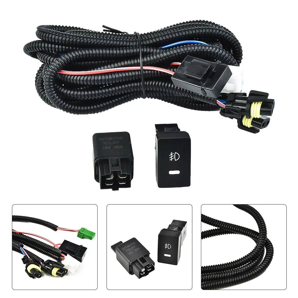 H11 Fog Light Wiring Harness Socket + LED Indicator Switch+ Automotive Relay For Nissan Juke/Quest 2011-2014 Plastic& Metal Part