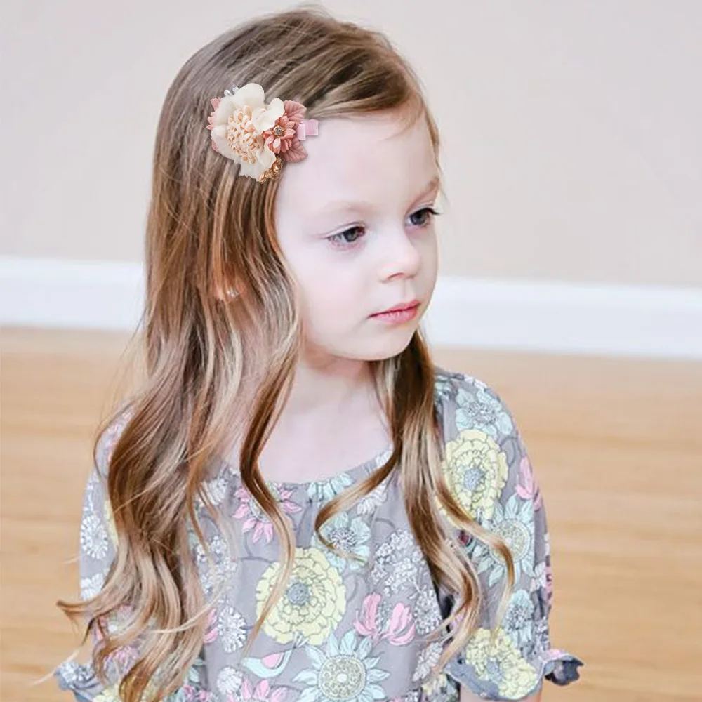 Épingles à cheveux fleur princesse pour bébé et petite fille, coiffure pour enfants, accessoires pour cheveux, ensemble de 3 pièces