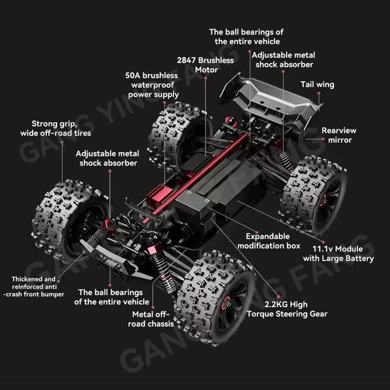 1:14 比例 80キロメートル/時または50キロメートル/時 4WD LEDライト 高速車 4x4トラック 比較 Wltoys 144010 おもちゃ