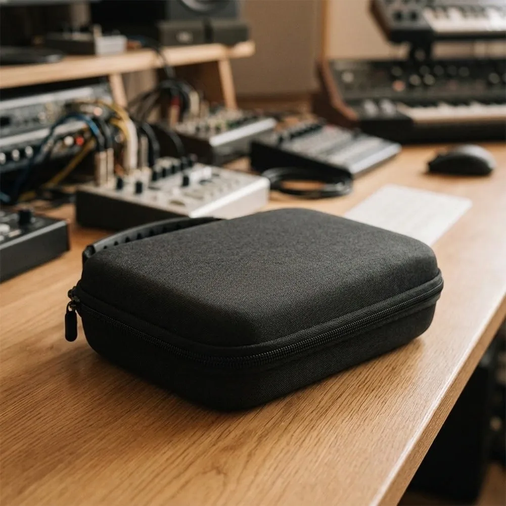 Dark Gray Hard EVA Carrying Case For M-VAVE FM-1 Audio FM Synthesizer With Mesh Pocket Storage Bag Protective Shell
