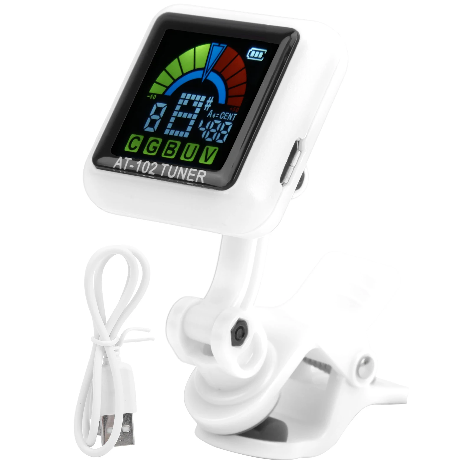 Gitaar Clip-on Tuner USB Oplaadbare Ingebouwde Batterij Viool Ukulele AT102 Gitaar Clip-on Tuner Viool Tuner Ukulele Tuner