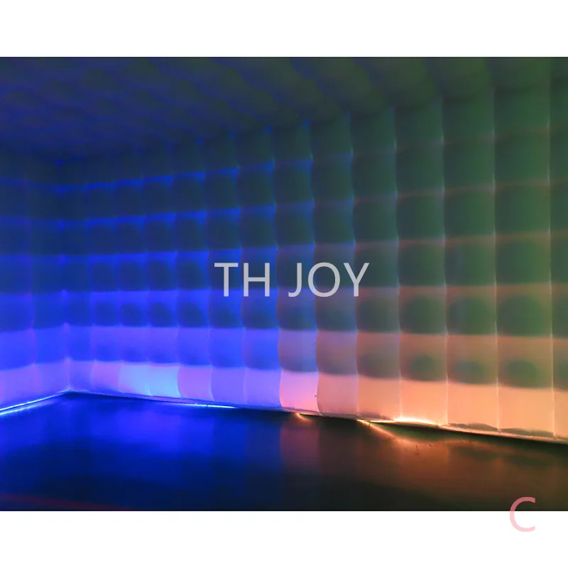 Navio aéreo rápido para porta, barraca inflável de cubo preto de 8x6m para boate de discoteca com luz LED