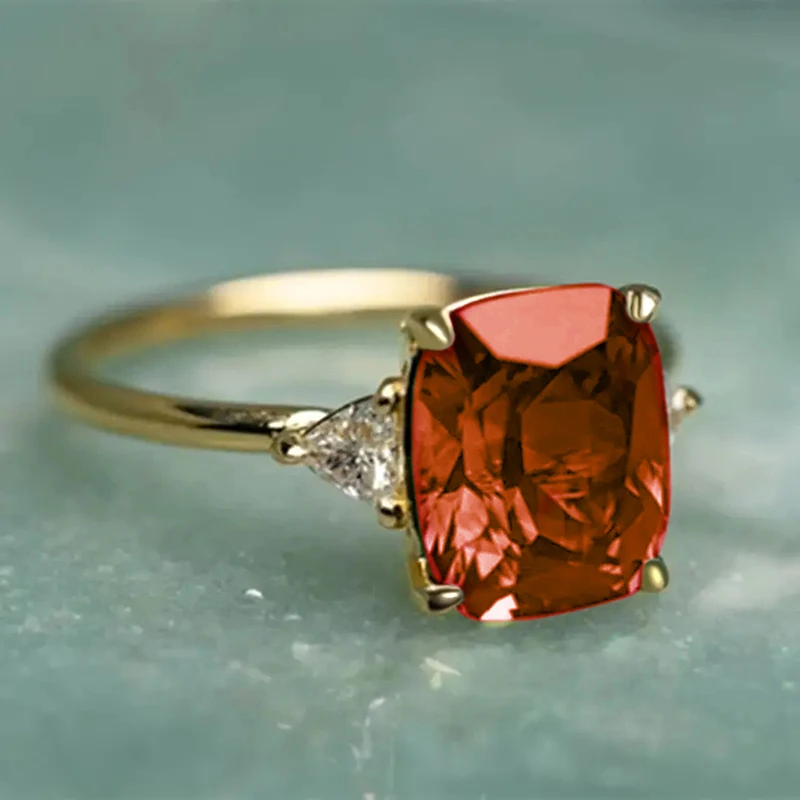 Huitan Luxury Bright Zirconia Ring Female 4 Colors Available Finger Jewelry for Women Fashion Wedding Ceremony Accessories Gift