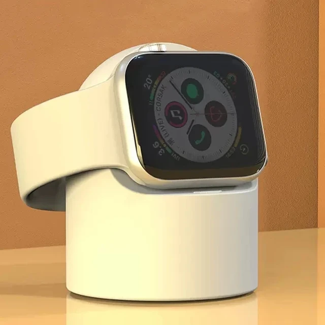 Stojak ładujący do Apple Watch Series Ultra 3 2/11/10/9/8/SE 49mm/46mm/45mm/44mm/42mm/41mm/40mm, wytrzymały silikon, tryb nocny