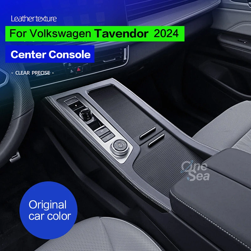 for-volkswagen-tavendor-2024-car-center-control-stitched-leather-interior-protective-pad-gear-panel-decoration-accessories