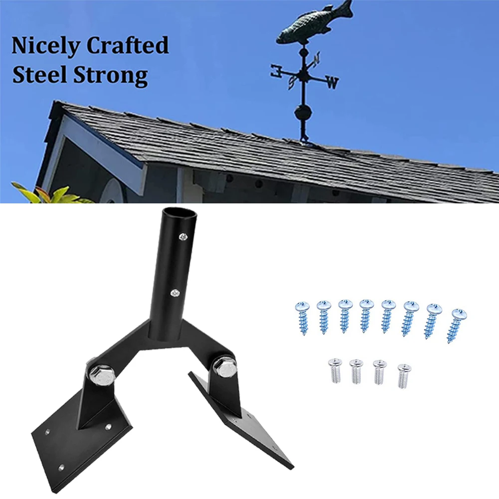 Roof-Mounted Steel Weathervane Bracket with Adjustable Angle for Weathervanes Antennas Weather Stations and Cupolas