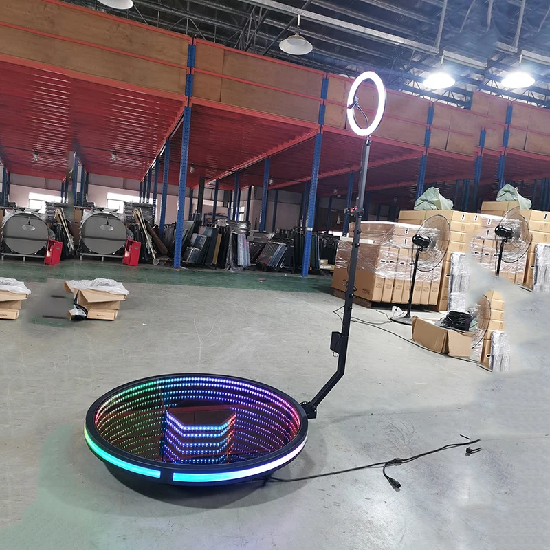 

100cm round glass style 360 photo booth can be used for 6 people standing remote control automatic rotation with free logo