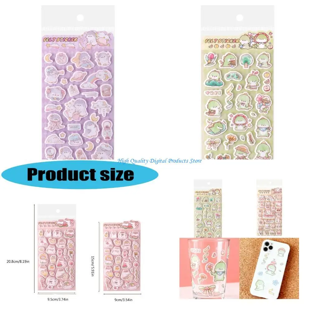 

U2JE Adorable Felt Paper Sticker Scrapbooking Sticker For Notebook Journal Planner Photo Album Laptop Phone Case Decoration