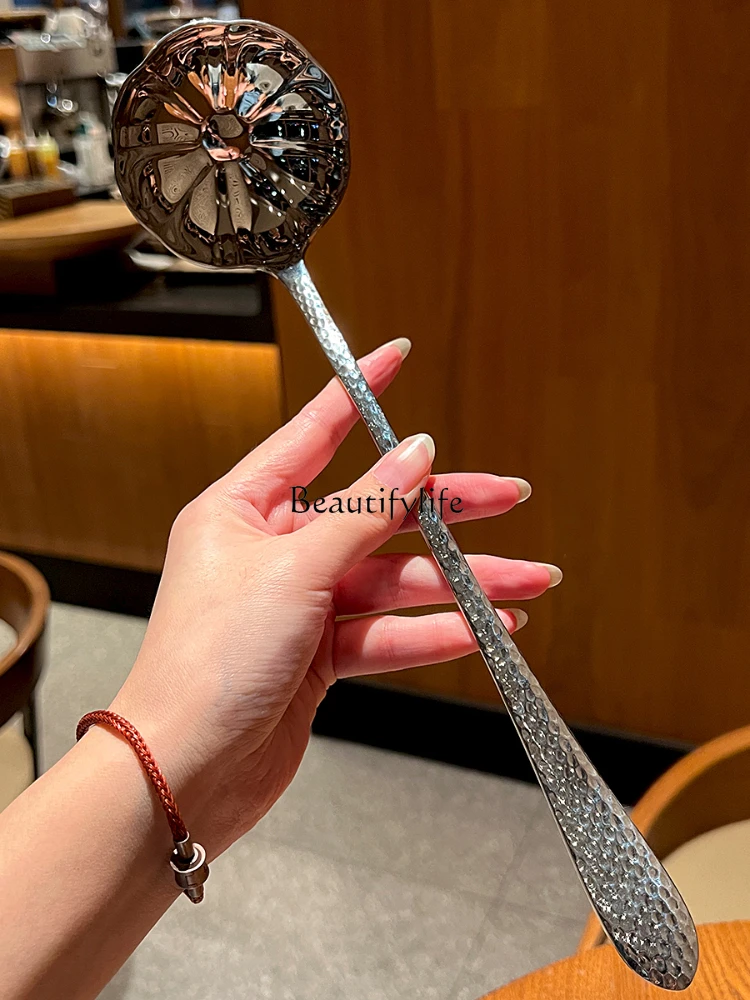 316 stainless steel large spoon colander hammer long handle lotus leaf large