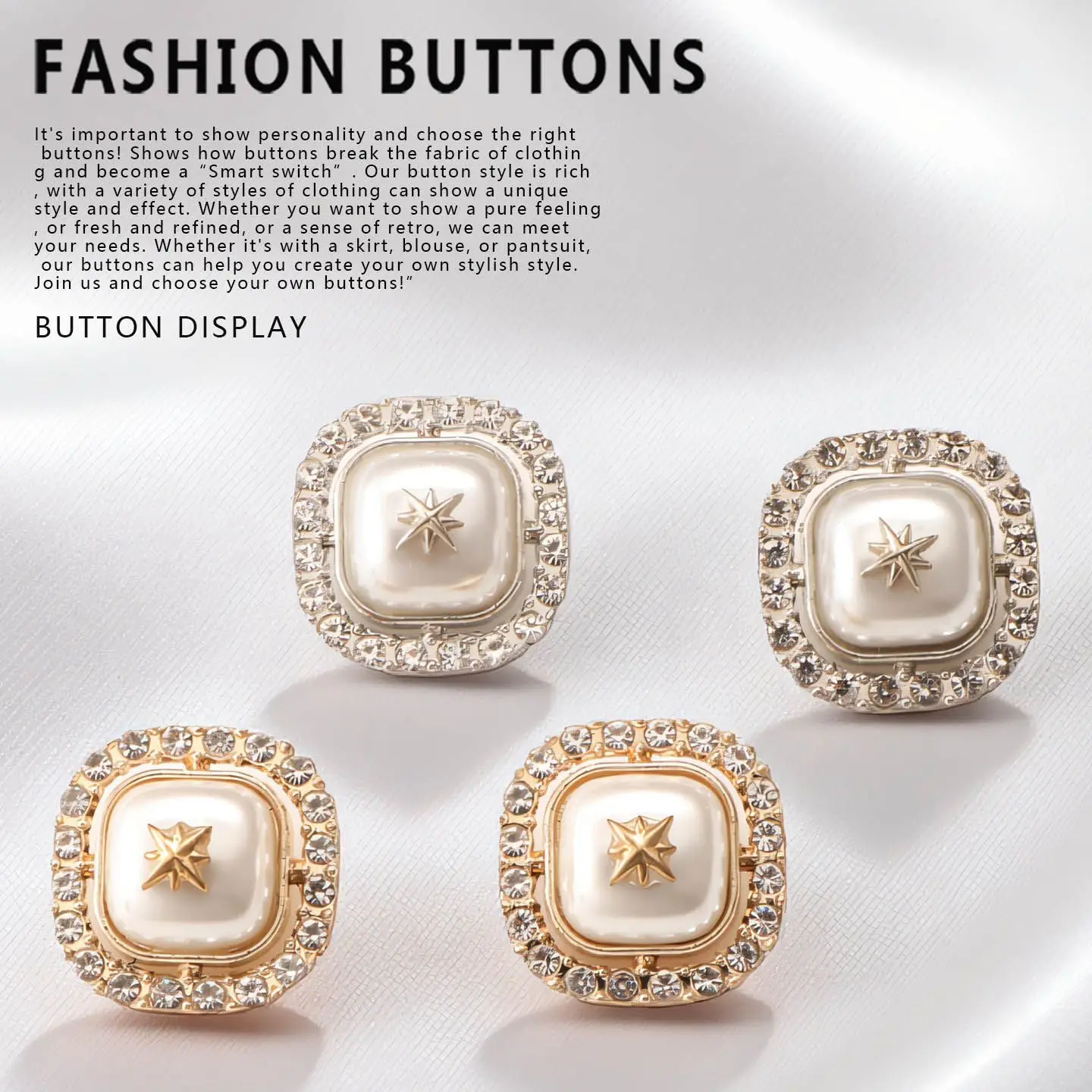 Clothes buttons exquisite high-end flash diamond fashion top sweater cardigan versatile luxury temperament buttons