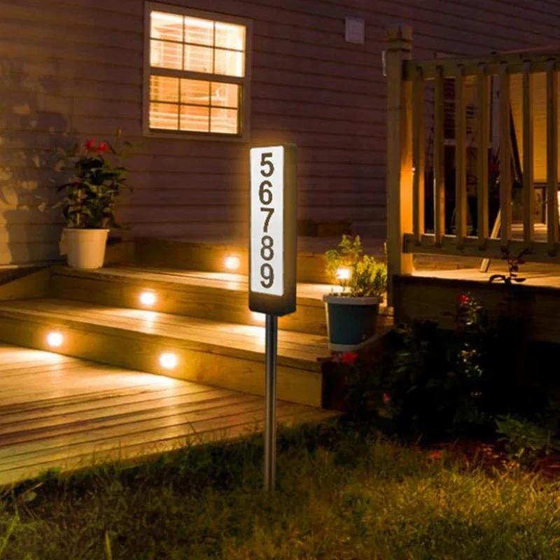 Creative Doorplate Lamps Solar Charging Lighting Letter and Number Solar Panel Lamp Lawn Installation Doorplate Indicator Lights