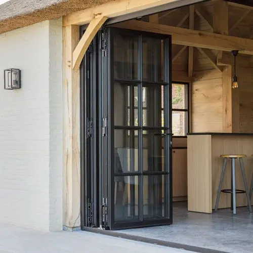 Large Sized Household Aluminum Alloy Frame French Style Glass Folding Door Multi Panel Horizontal Folding Accordion Folding Door