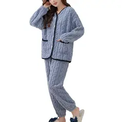 Autumn Winter Women Pajamas Set Fluffy Lady Sleepwear Elegant Plain White V-neck Pijamas Casual Nightwear 2 Pieces Set