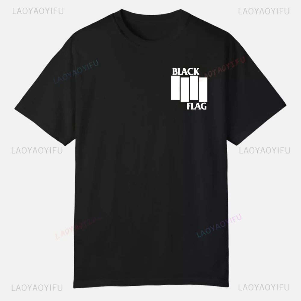 Camiseta divertida personalizada de Black Flag, ropa de algodón estampada, camisetas lisas de manga corta para hombre, ropa gráfica de calidad