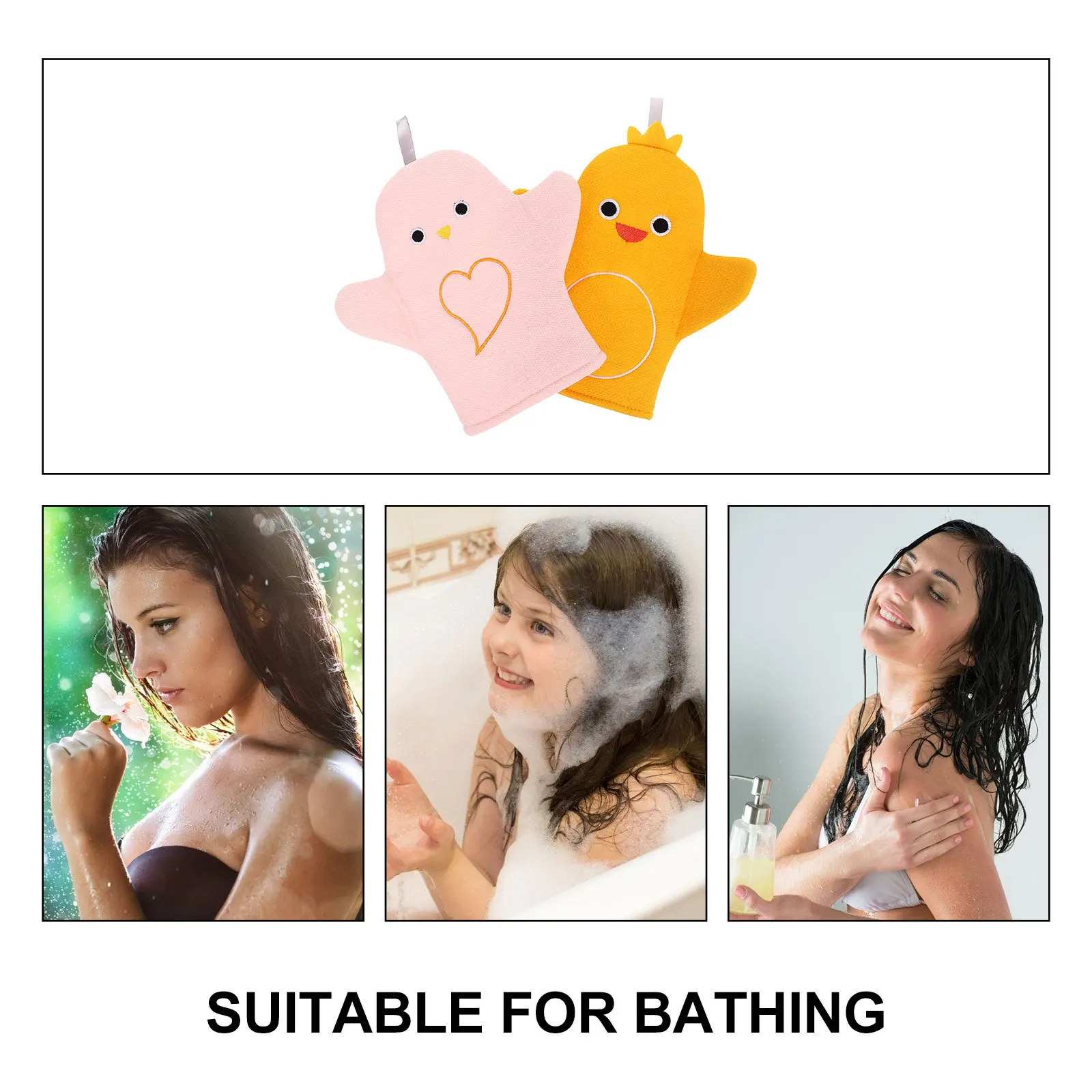 

2pcs Gloves Dual-Sided Exfoliating Showering Tool For Kids Women Travel Camping Bathroom Accessory Bathing Gloves