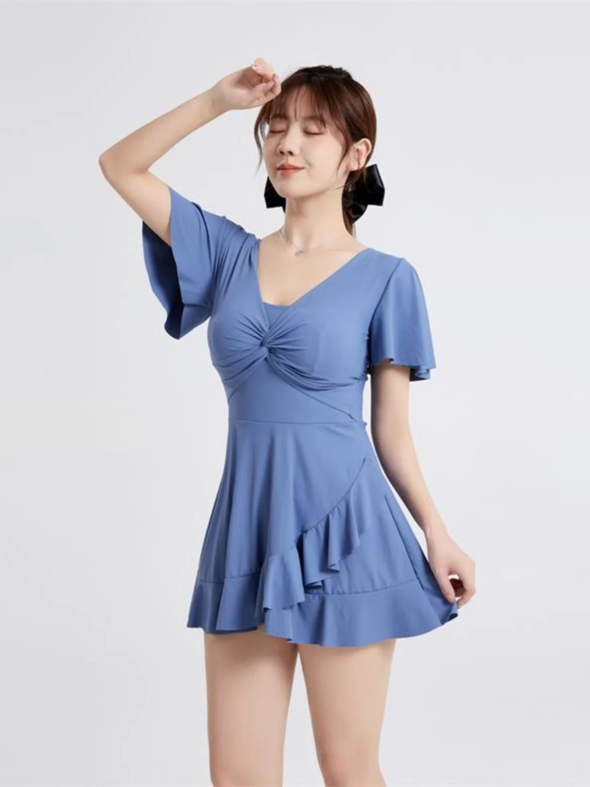 

Women's One-Piece Swimsuit ort Sve Thermal Bath Swimwear Gathered Slimming Belly Covering Steel Braet Conservatism