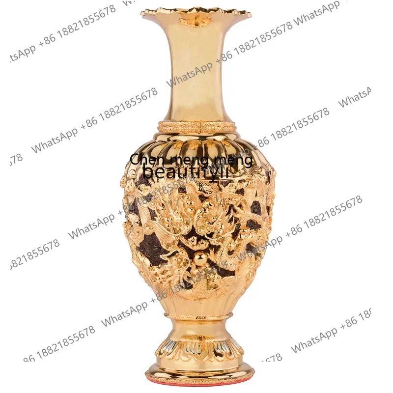

X R0R yj Copper Gold Dragon Vase Ornaments Vase Buddha Worship Buddha Utensils Flower Arrangement Home Living Room Decorations