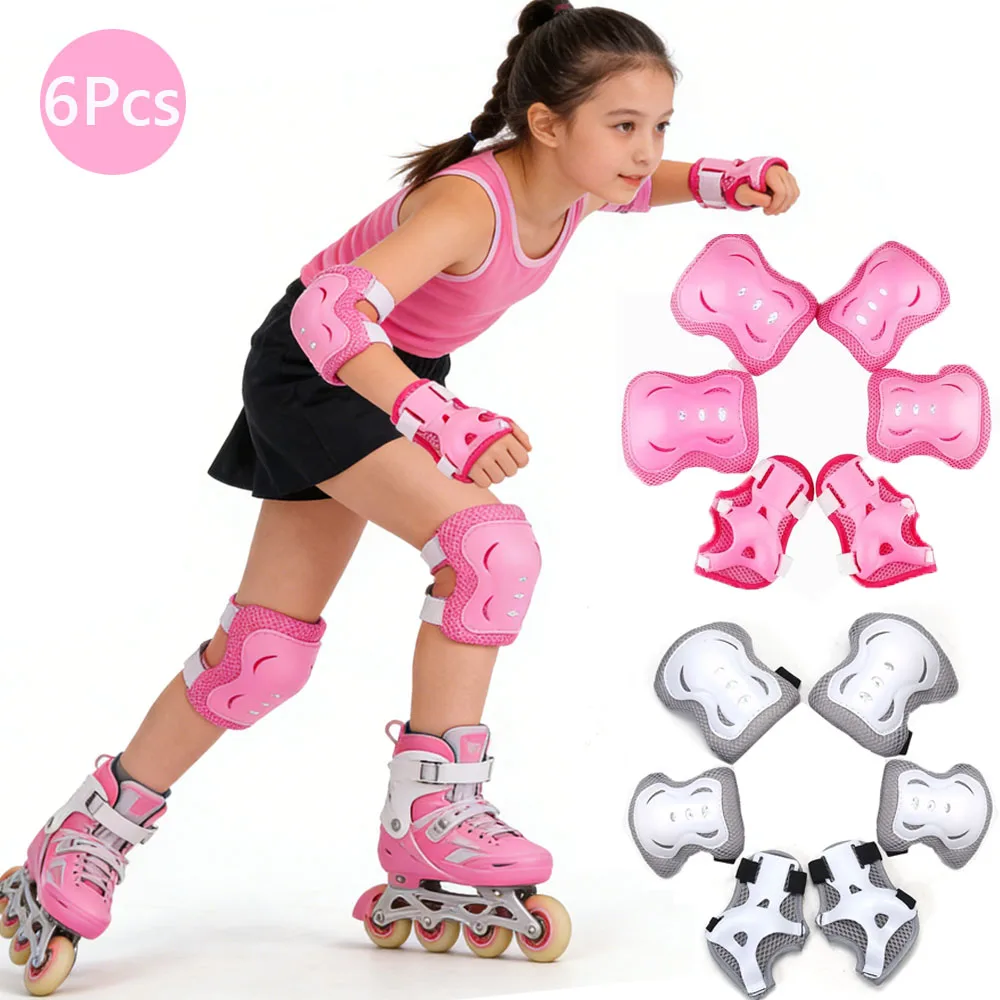 Genouillères 6 en 1 coudières avec protège-poignets pour 3 à 10 ans, équipement de protection pour le patinage, le cyclisme, le vélo, les patins à roulettes, les scooters