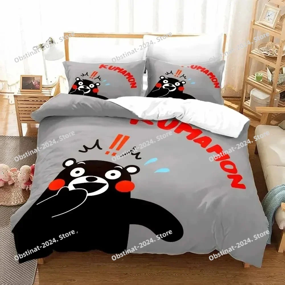 3D Kawaii Cartoon Comics Kumamon Bedding Set Cute Print With Pillowcase Bed Duvet Cover Soft Single Double Queen Super King Size