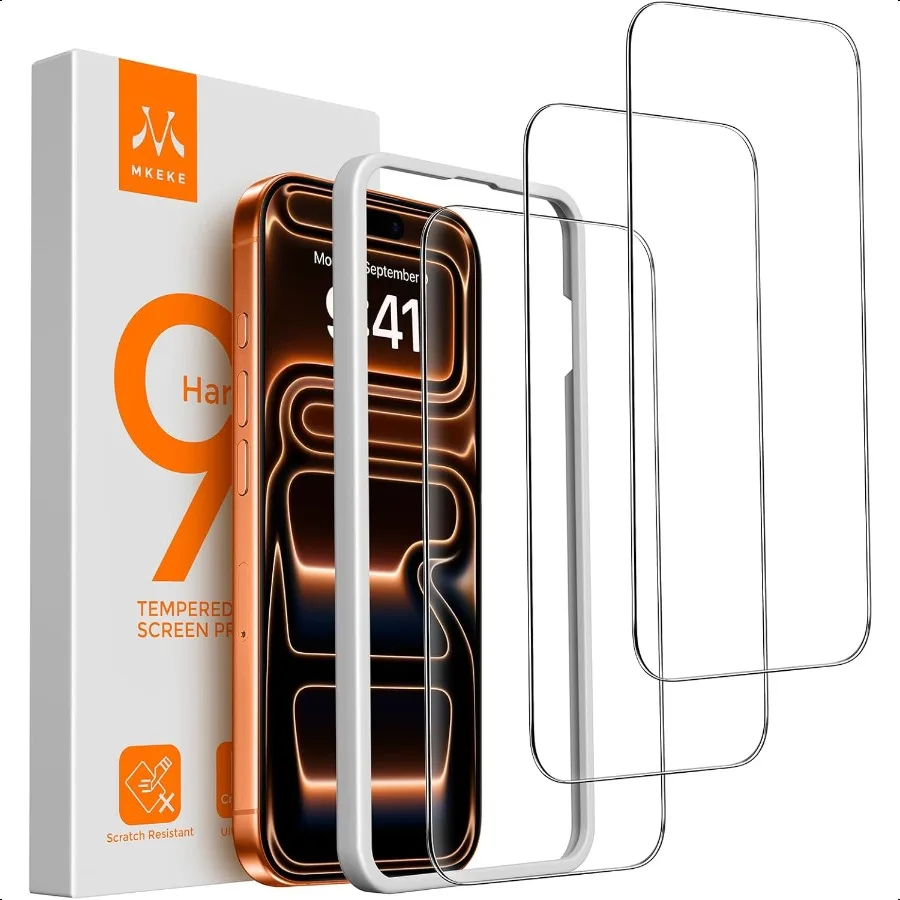

3 Pack Screen Protector for iPhone 17 Pro Max 6.9[9H+ Tempered Glass] [Easy Installation Frame][MilitaryGrade Drop Protection]
