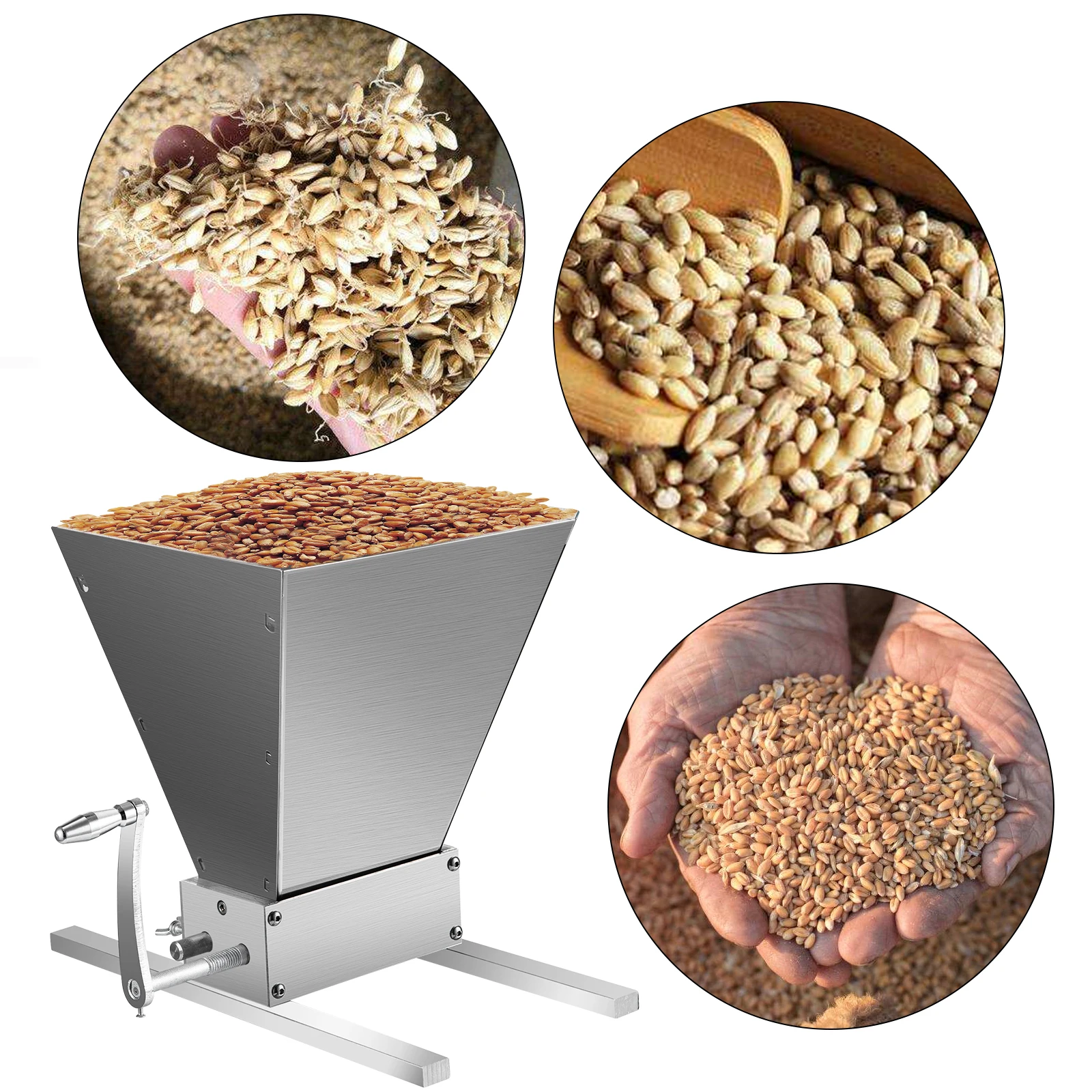 VEVOR 2-Con Lăn Lúa Mạch Máy Bào Bằng Tay Cối Xay Ngũ Cốc Máy Xay Nghiền Với 5KG/11LBS Phễu Thép Không Gỉ Cho nghiền Nát Mạch Nha & Lúa Mì