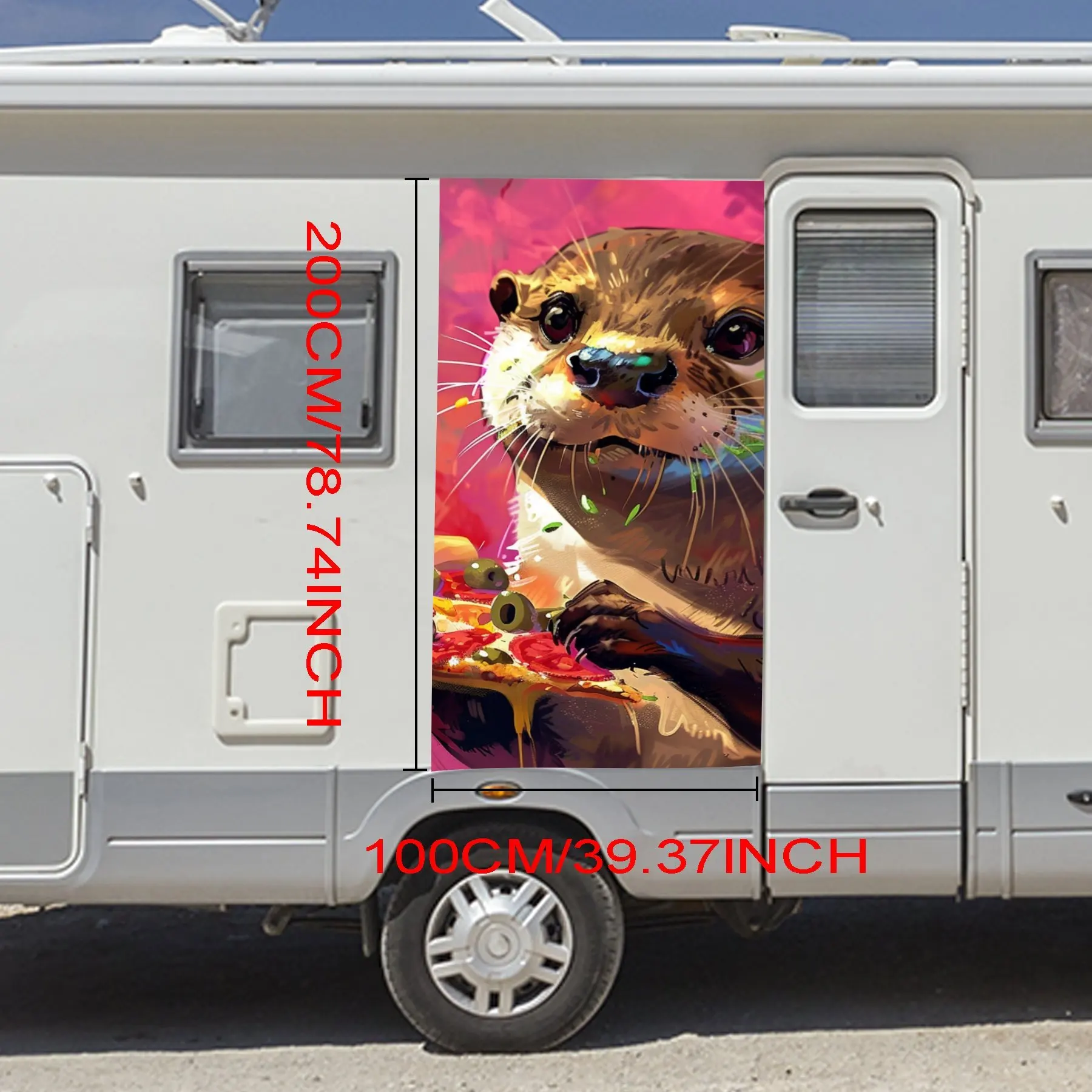 ملصق سيارة Fun Otter Eating Pizza، أغطية فينيل منزلية للديكور والحماية - ملصق فينيل لاصق ذاتي مقاوم للماء، #2