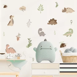 Boho Cute Cartoon Dinosaurs Leaf Watercolor Nursery Wall Decals Gifts Kids Room Girls Boys Bedroom Sticker Removable Home Decor