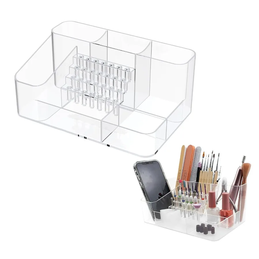 

Professional Nail Drill Organizer Box with 28 Capacity for Nail Art Storage Featuring Fixed Compartments Perfect for Salon and