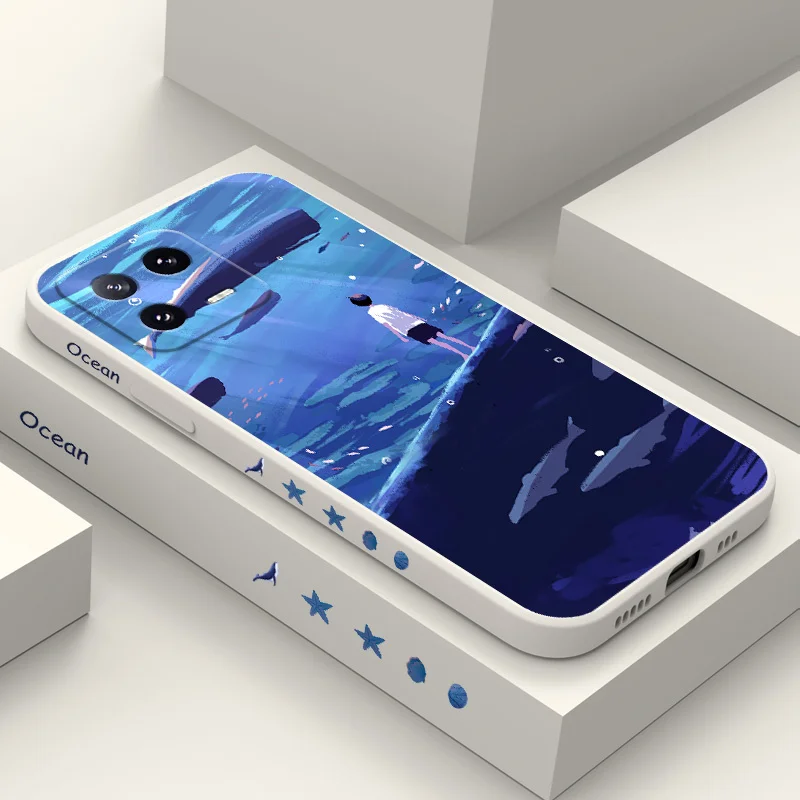 Marine Whale Phone Case For Xiaomi Mi 14 13 13T 12 12X 12T 12S 11 11T 10 10T 9 9T Pro Lite Liquid Silicone Cover