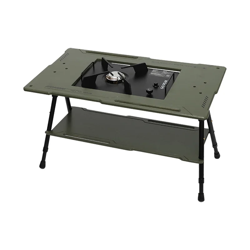 

Outdoor military stove table camping tactical table portable multi-function folding lifting igt table storage shelf