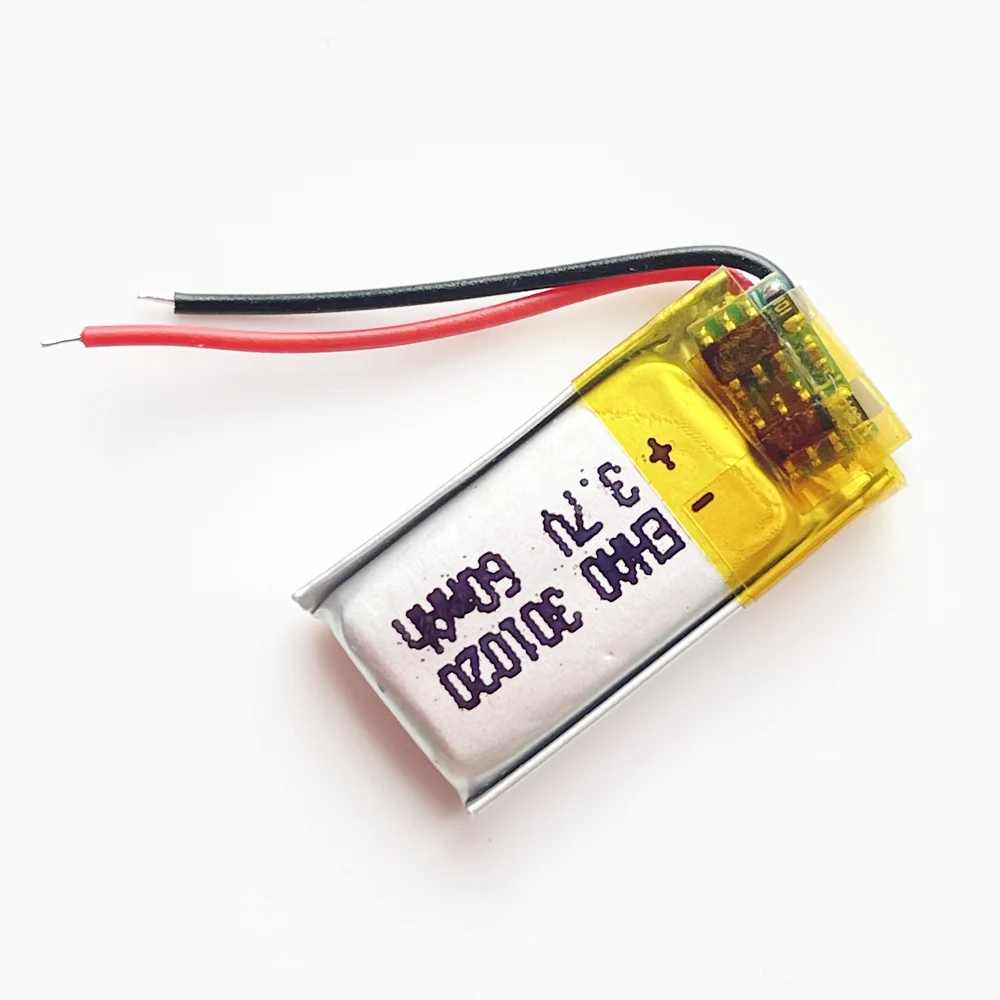 3.7V 60mAh Lithium Polymer LiPo Rechargeable Battery 301020 with JST 2Pin 1.0mm Plug For Mp3  Bluetooth Headset Speaker 3D Glass