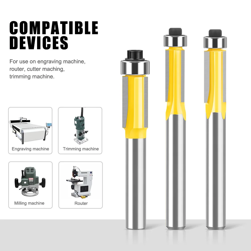 1pc 6mm 6,35mm Schaft 3ZFlush Trim Router Bit mit Lager für Holz Vorlage Muster Bit hartmetall Fräser für Holz