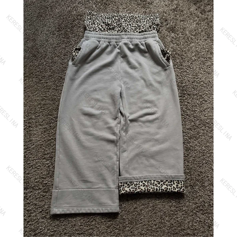 

Hip hop rock fashionable high street chic leopard print casual pants European and American Gothic vintage style casual pants emo