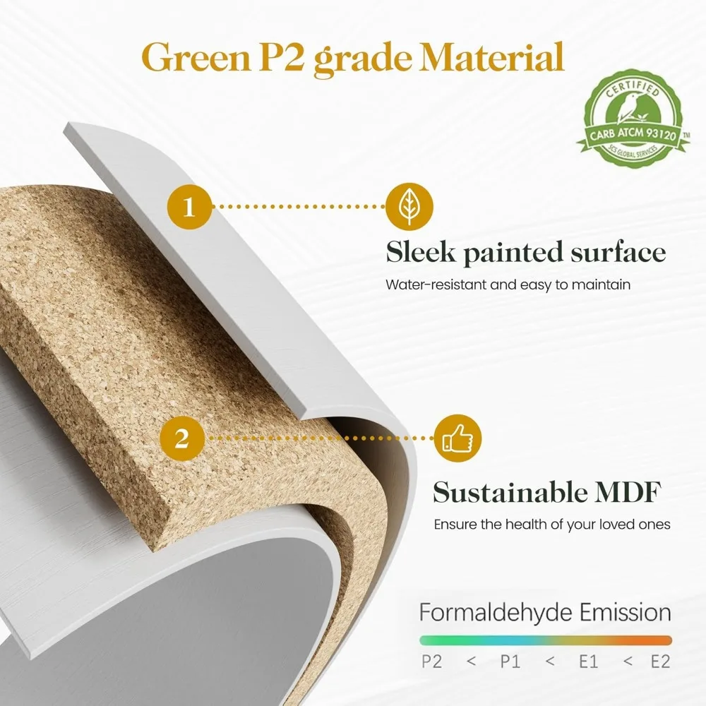 منضدة بيضاء 30 مرتفعة مع درجين ورف مفتوح، وطاولة بجانب السرير حديثة، وأرجل خشبية صلبة #6