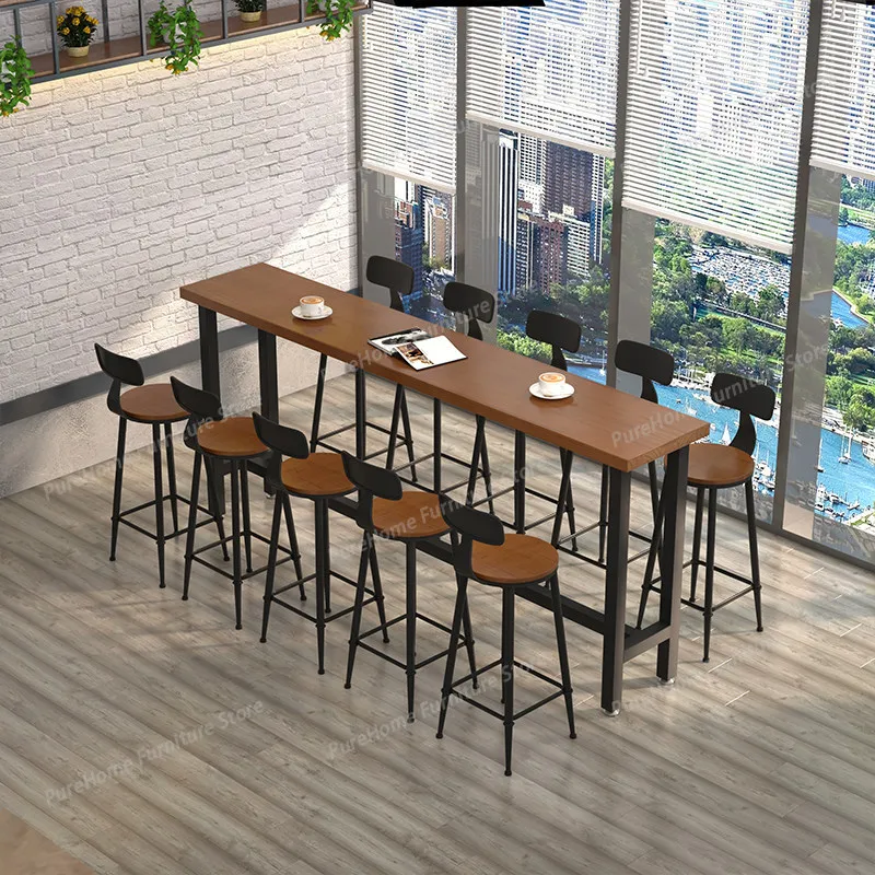 

Modern High Solid Wood Console Bar Table: Multi-Functional Long Narrow Desk Bar Tables Home and Business Bar Furniture