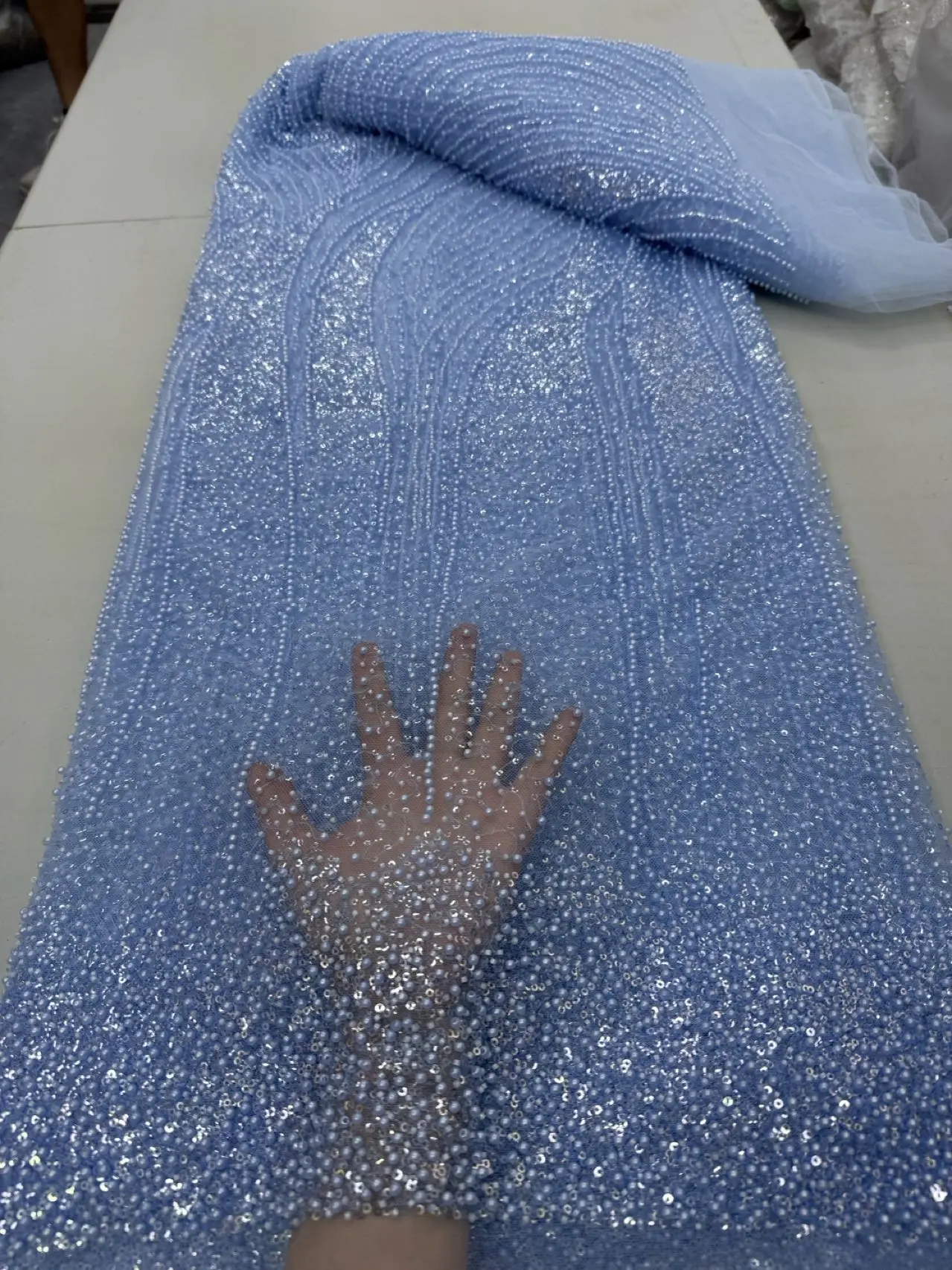 Africa Nigerian Beaded French Mesh Lace With Sequins High Quality 2025 Embroidery Lace Sequins Lace For Wedding Dresses Women