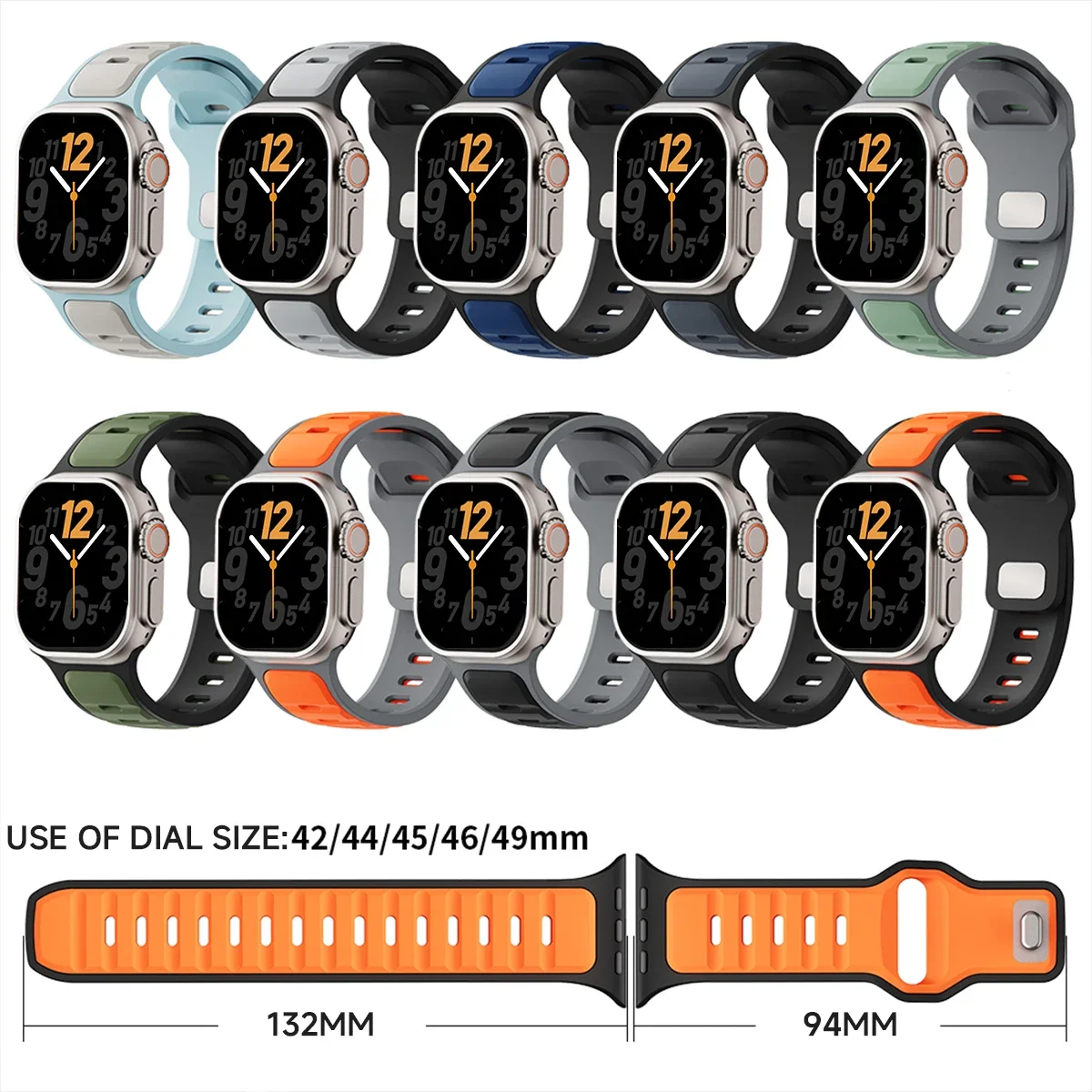 Für Iwatch Serie 11 10 9 8 7 6 5 4 SE3 Ultra 1 2 Silikonarmband Sportarmband für Apple Watch 49 mm 46 mm 45 mm 44 mm 42 mm 41 mm 40 mm